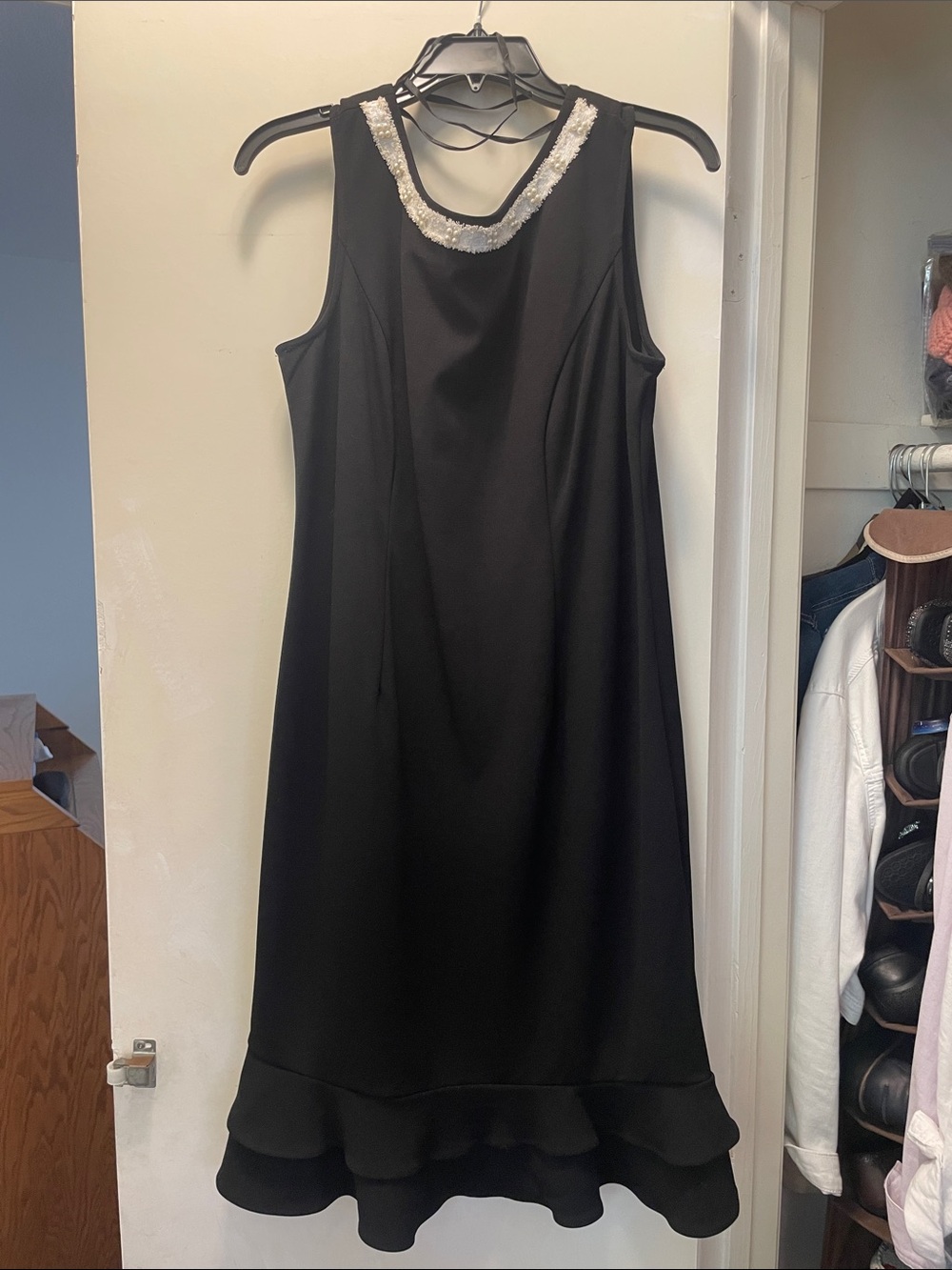 Nina Leonard Black Midi Dress with Houndstooth Jacket - Picture 3 of 11